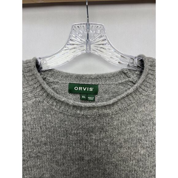 Orvis Mens Merino Wool Sweater Brown Crew Neck Knit Pullover XL - Picture 3 of 9